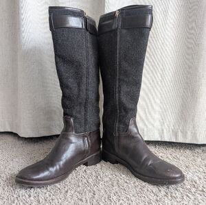 Tory Burch Grace Leather Flannel Riding Tall Boots Size 7.5